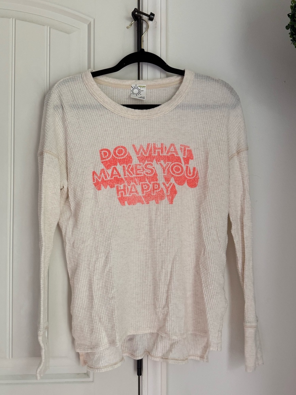 Do What Makes You Happy Cream Graphic Thermal Sweater AERIE